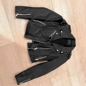Zara leather jacket silver black zipper